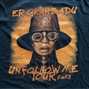 Eryka Badu Tour‎ T Shirt XXL Unfollow Me R&B Soul Hip Hop Tee Black